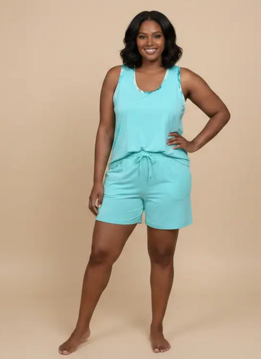 Soft Bamboo  Racerback Short Pyjama Set light blue